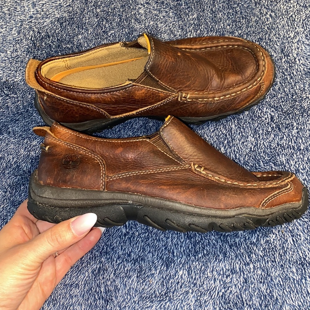 Timberland boys dress shoes brown leather size 3.5